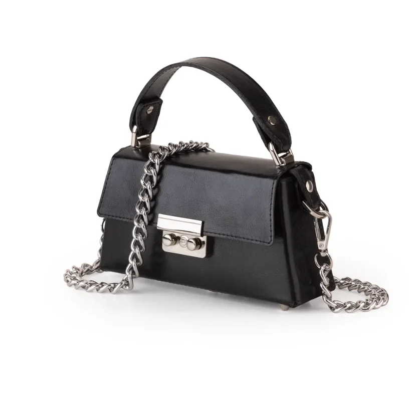 Kožená mini kabelka MARIMA MY SECRETS so strieborným kovaním – pohľad spredu