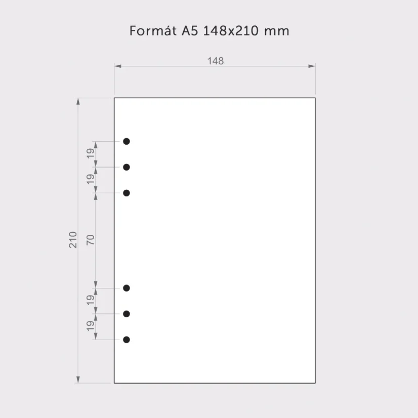 Formát A5 (148 × 210 mm) určený pre 6-krúžkové diáre MARIMA