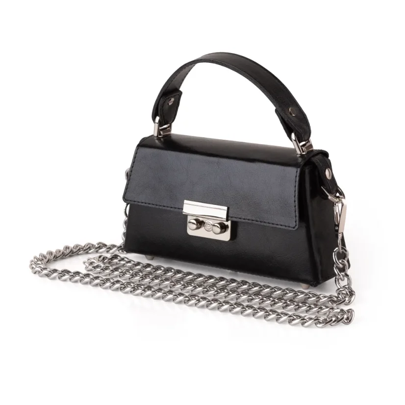 Kožená mini kabelka MARIMA MY SECRETS so strieborným kovaním – pohľad z boku