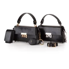 Kožené mini kabelky MARIMA MY SECRETS – strieborné a zlaté kovanie vedľa seba