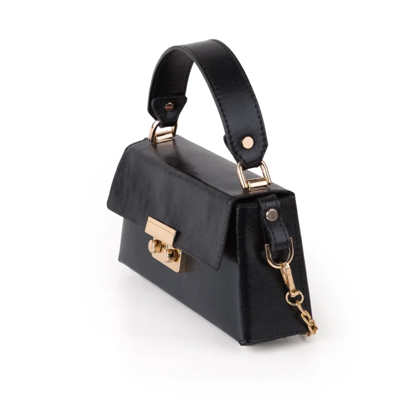 Kožená mini kabelka MARIMA MY SECRETS so zlatým kovaním – pohľad z boku