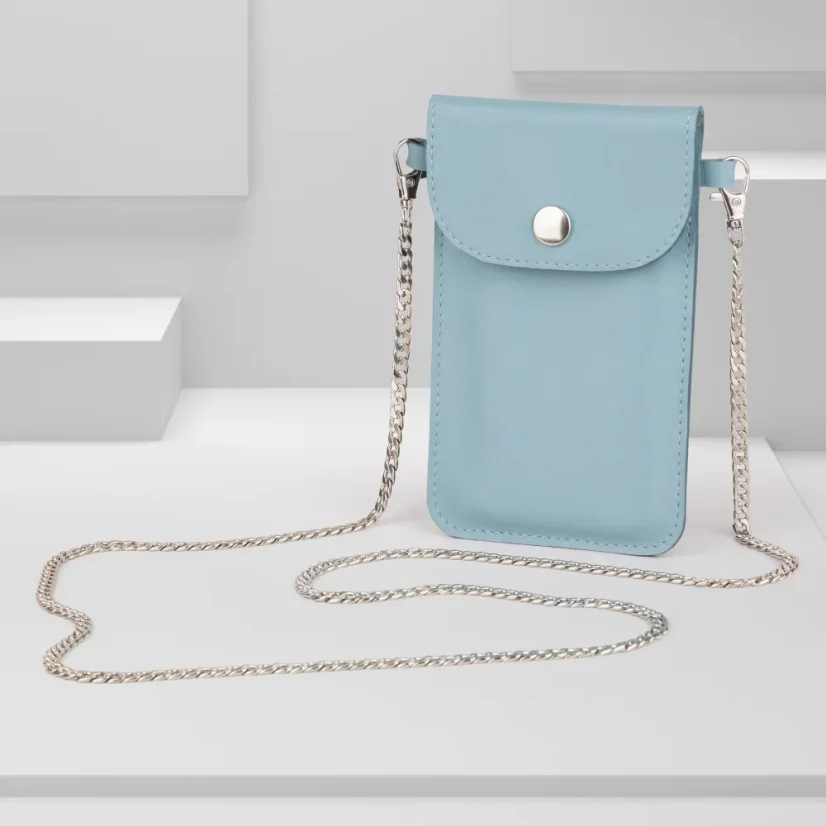 KOŽENÉ PUZDRO NA MOBIL MARIMA - NA RETIAZKE - Farba: Nebesky modrá