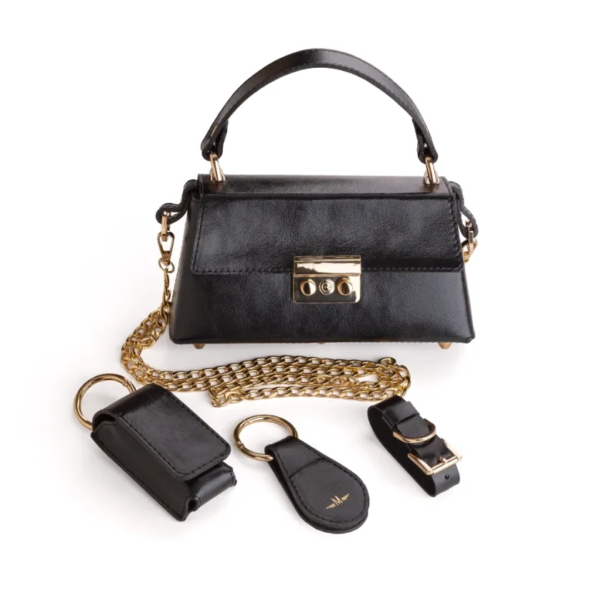 Kožená mini kabelka MARIMA MY SECRETS s náramkom, klipom na šatku a puzdrom na rúž