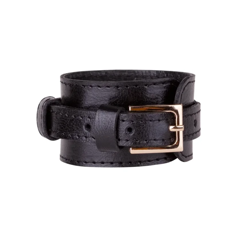 KOŽENÝ NÁRAMOK ZO ZLATOU PRACKOU MARIMA - Farba: Čierna koža