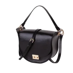 Kožená kabelka MARIMA – pohľad spredu v čiernej elegancii Kožená kabelka MARIMA – pohľad spredu v čiernej elegancii