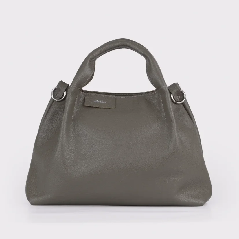 Kožena shopper kabelka MARIMA –  zemitý základ s eleganciou sivej
