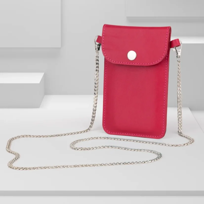 KOŽENÉ PUZDRO NA MOBIL MARIMA - NA RETIAZKE - Farba: Ružová koža