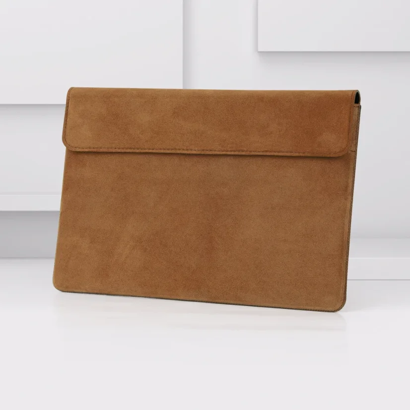 KOŽENÉ PUZDRO NA MACBOOK  MARIMA  - ZO SEMIŠOVEJ KOŽE - Farba: hneda koza caramel