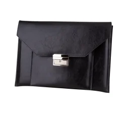 Elegantná kožená spisovka MARIMA v čiernej farbe so striebornou kovovou sponou.