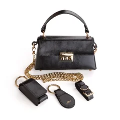 Kožená mini kabelka MARIMA MY SECRETS s náramkom, klipom na šatku a puzdrom na rúž Kožená mini kabelka MARIMA MY SECRETS s náramkom, klipom na šatku a puzdrom na rúž
