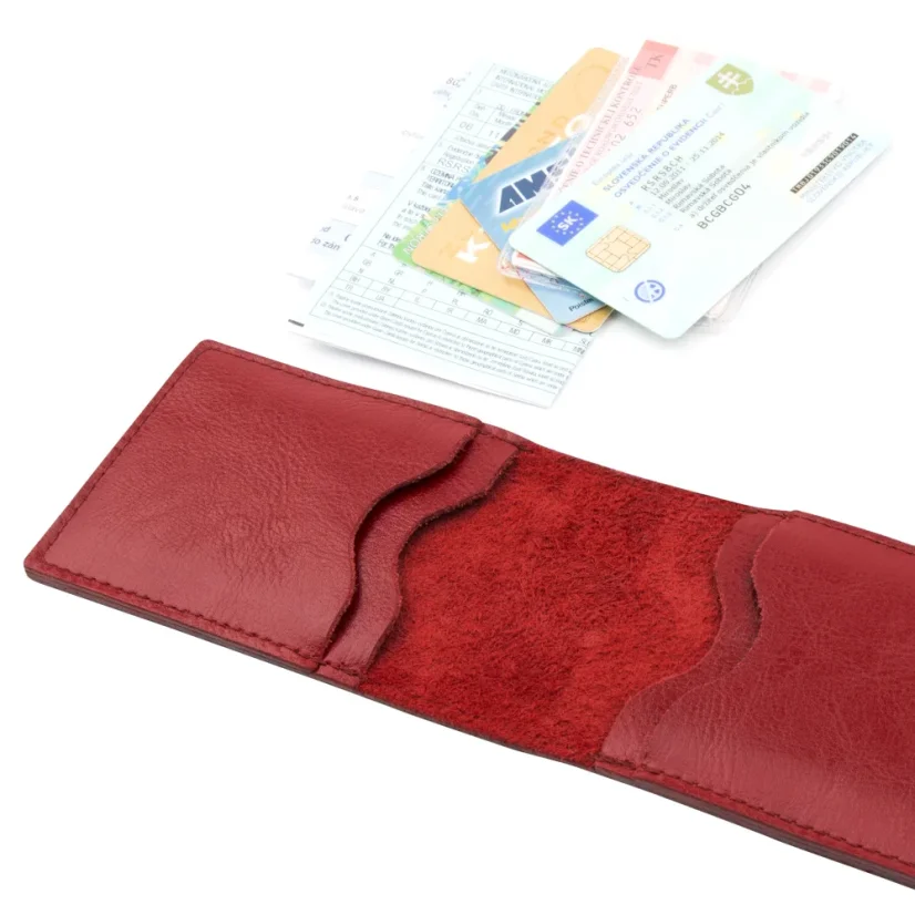 Kožené púzdro ideálne na doklady, karty pohľad do vnútra
