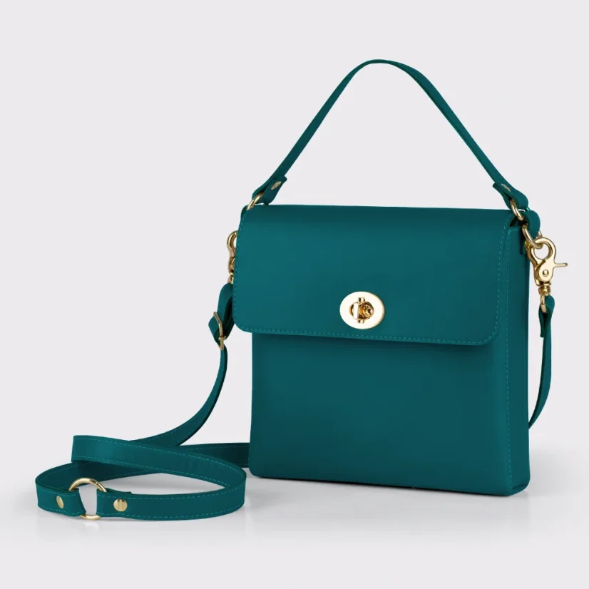 KOŽENÁ KABELKA MARIMA - Farba: Tyrkysová koža