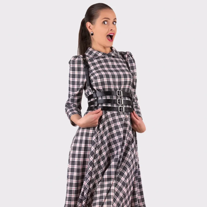 KOŽENÉ TRAKY MARIMA - TROJRADOVÉ - Farba: Čierna koža