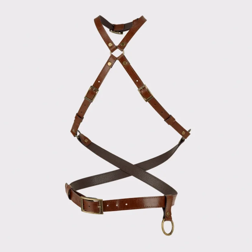 DÁMSKE KOŽENÉ TRAKY OKOLO KRKU - MARIMA - Farba: Hnedá koža - whiskey